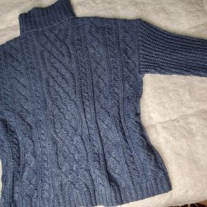 Active USA Blue Cable Knit Turtleneck Sweater